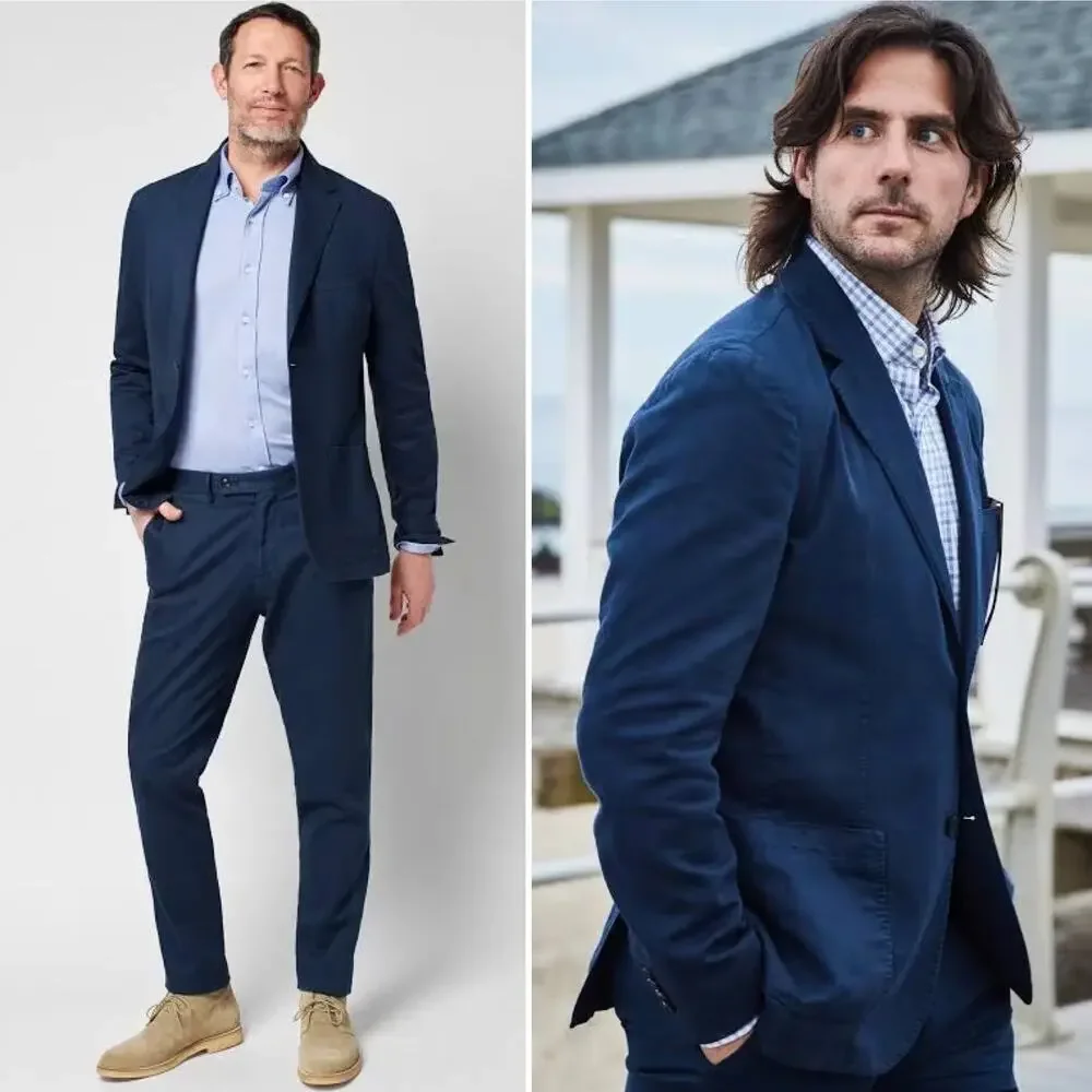 Faherty Reserve Cotton Linen All Season Blazer Navy Blue Sz XXL